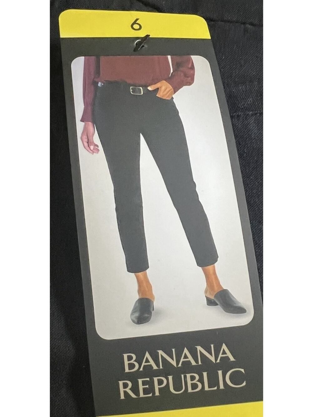 Banana Republic Black Cropped Pants Womens 6 Stretch Straight Leg 26" Inseam NEW